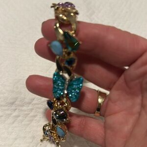 Betsy Johnson bracelet, spring collection. butterflies, Beas, rhinestones.